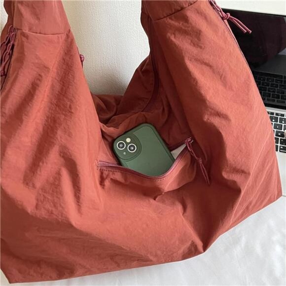 Women Solid Color Slouchy Tote Bag Large Capacity Shoulder Purse Versatile - Picture 6 of 8